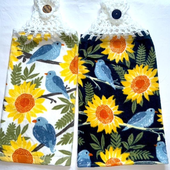 Hand Crafted Other - Hand Crafted Crocheted Top Sunflowers Hanging Kitchen or Bathroom Hand Towels